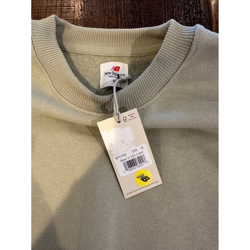New Balance Made in USA Crewneck Sweatshirt Olive Green WT51563 OVN XL WOMENS - Picture 2 of 5